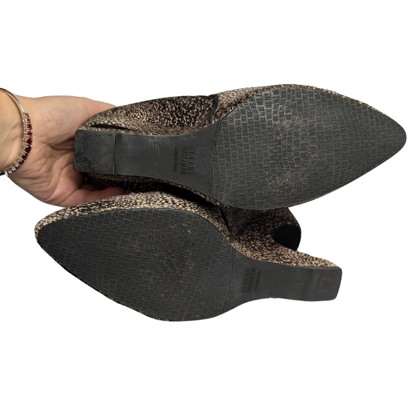 Stuart Weitzman Calf Hair Wedge Booties Sculptural Heel