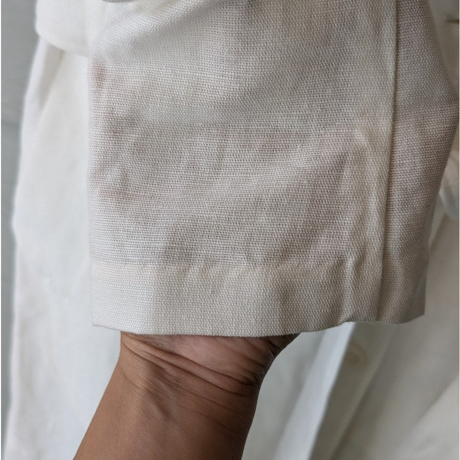 Banana Republic Ivory Linen Cotton Trench Coat Belted Double Breasted S NWT