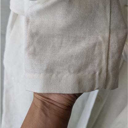 Banana Republic Ivory Linen Cotton Trench Coat Belted Double Breasted S NWT