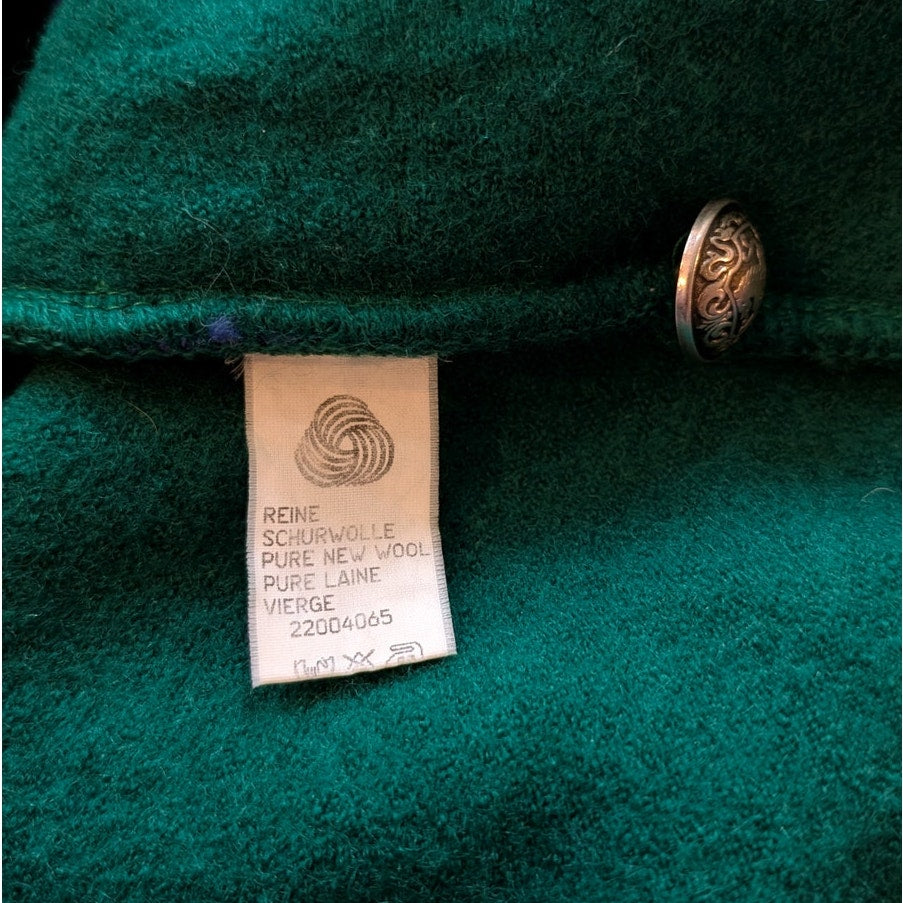 100% Virgin Boiled Green Wool Jacket Blue Trim Austrian Style