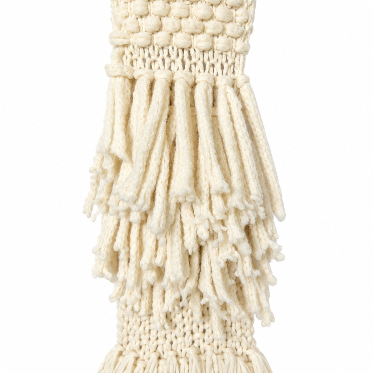 Free People Chunky Alpaca Wool Blend Fringe Scarf, Ivory, Oversized Long Knit