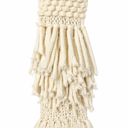 Free People Chunky Alpaca Wool Blend Fringe Scarf, Ivory, Oversized Long Knit