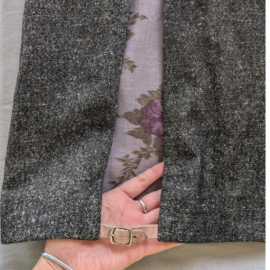 VTG Archival Gilles Rosier Deconstructed Tweed Leather Bandage Slit Dress