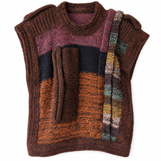 Vintage La Squadra Monte Carlo Wool Mohair Angora Color Block Sweater Vest Italy