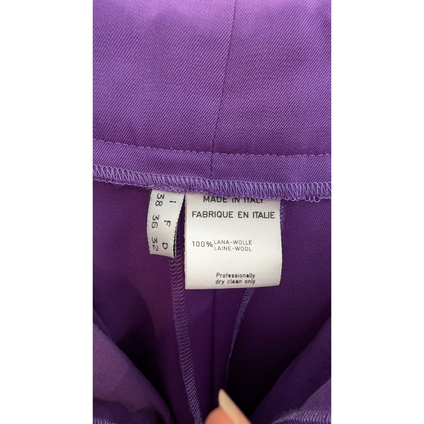 Purple Double Breasted 100% Italian Wool Pantsuit — Mother of Pearl Buttons