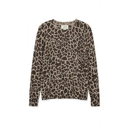 PLY Cashmere Leopard Print 100% Cashmere Crew Neck Sweater, Size M