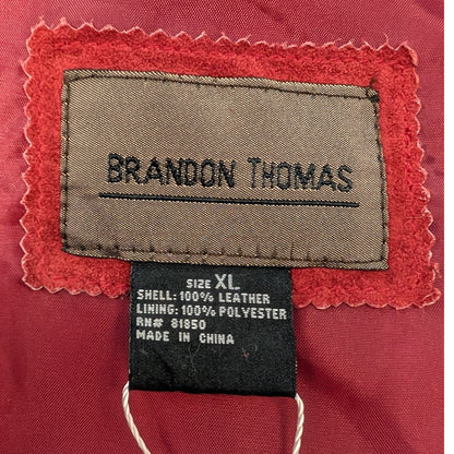 Brandon Thomas Red Suede Leather Shirt Jacket Button Front XL