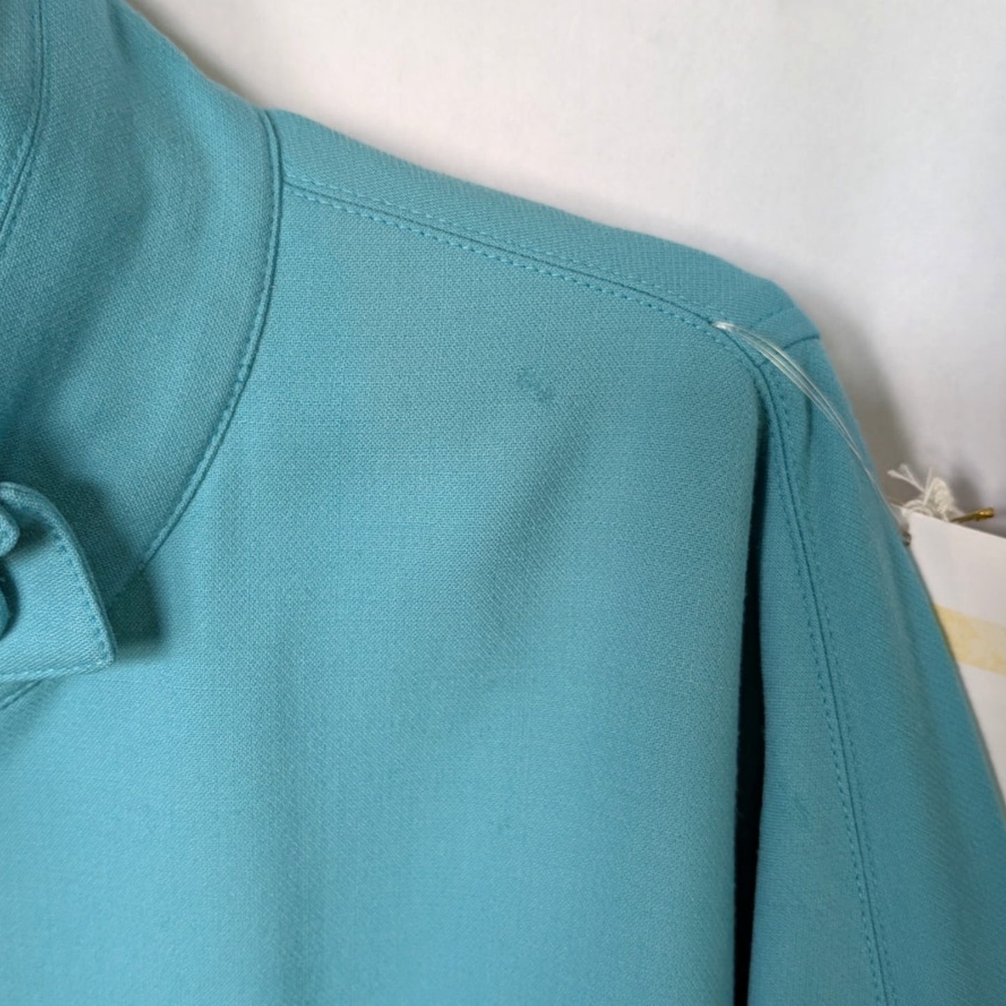 NWT Per Se Teal Double-Breasted Cropped Jacket | Cowl Neck | Bell Sleeves | 98% Wool