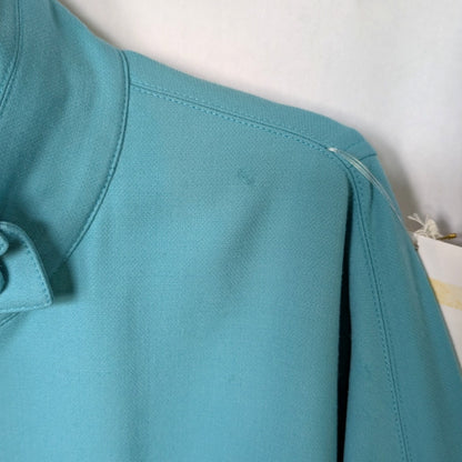 NWT Per Se Teal Double-Breasted Cropped Jacket | Cowl Neck | Bell Sleeves | 98% Wool