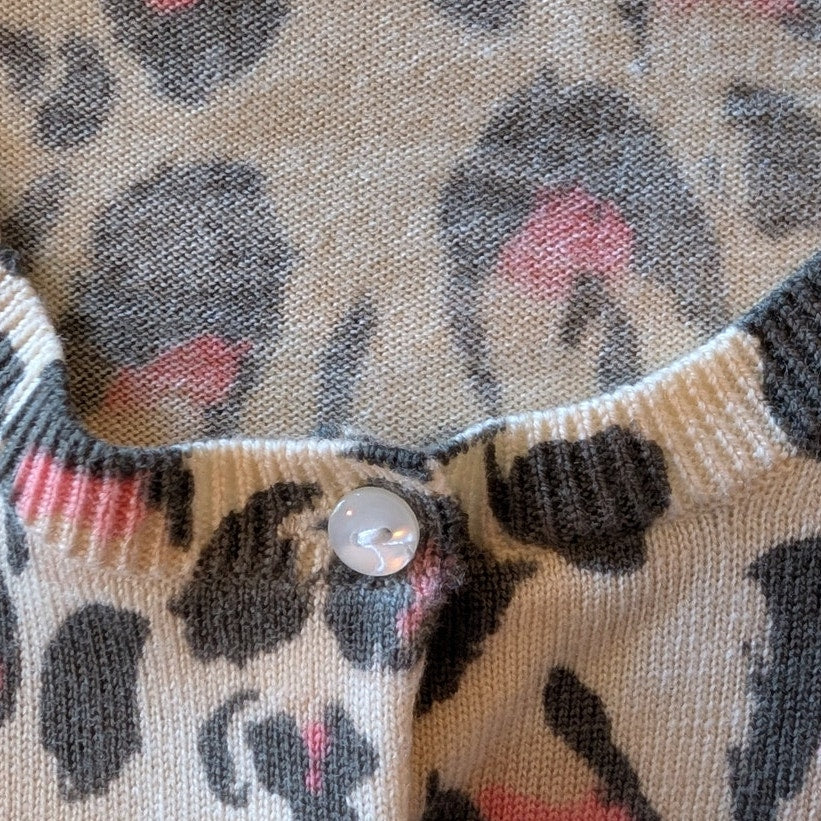 J.Crew Leopard Print 100% Merino Wool Cardigan Sweater, Size S