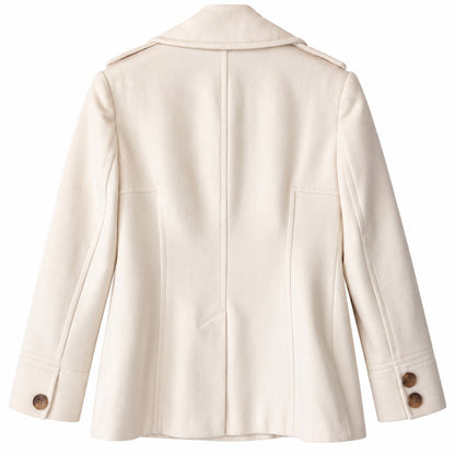 Moda International Winter White Wool Blend Peacoat Double Breasted Size S