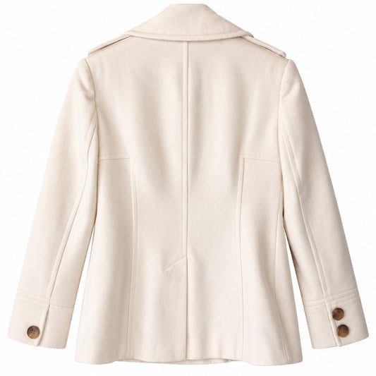 Moda International Winter White Wool Blend Peacoat Double Breasted Size S