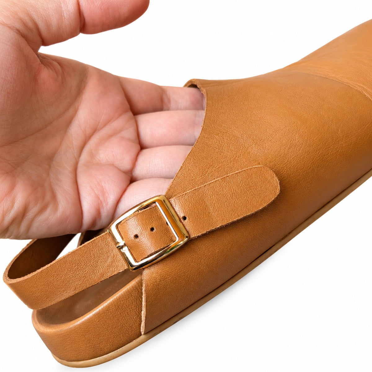 Beatrice Valenzuela Tan Leather Slingback Clogs Mules Made in California Size 8