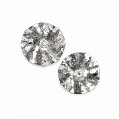 Vintage 925 Sterling Silver Openwork Leaf Disc Stud Earrings