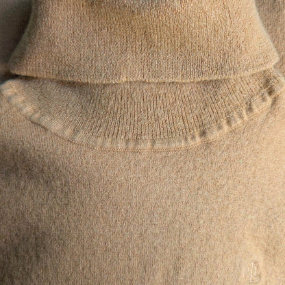 Lauren Ralph Lauren Camel 100% Wool Turtleneck Sweater, LRL Logo, Size XS