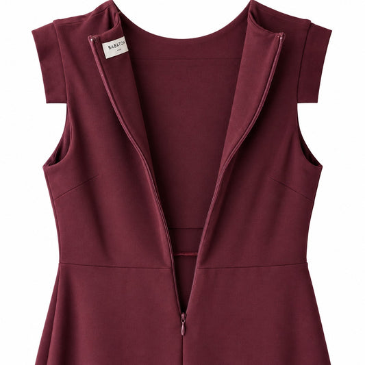 Babaton Aritzia Burgundy Cap Sleeve Sheath Dress Stretch Back Zip Size 4