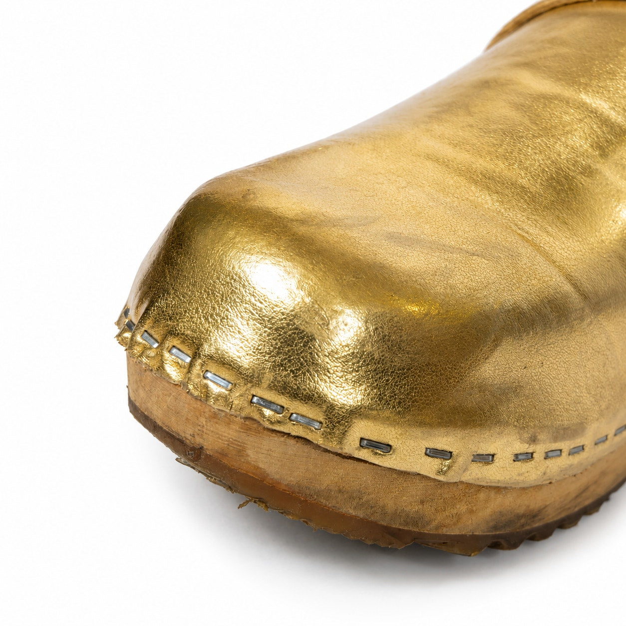 Hoof x Lost & Found Metallic Gold Leather Wooden Platform Clogs EU 40 US 9.5 Rare