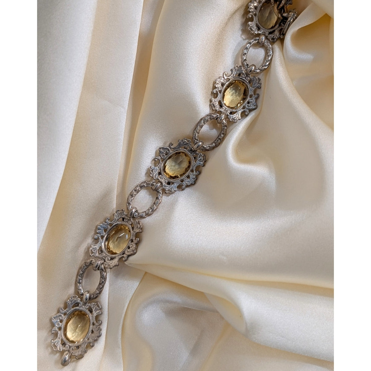 Vintage Natural Citrine Bracelet in 850 Silver