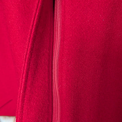 Vintage Red 100% Wool Cape with Detachable Hood and  Funnel Collar