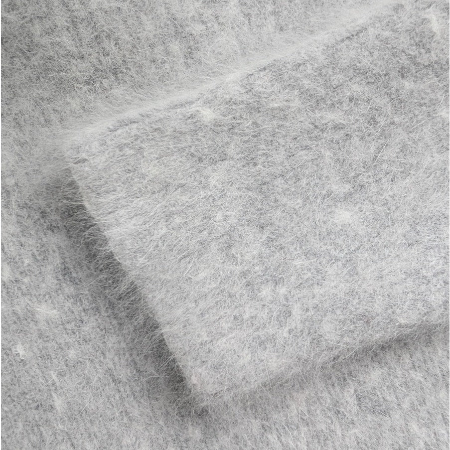 Gray Fuzzy Wool Angora Feel Cowl Neck Tunic Sweater, Oversized