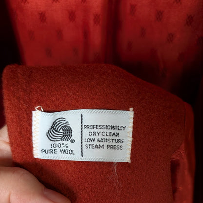 100% Wool Terracotta Orange Coat Billi | Vintage | L