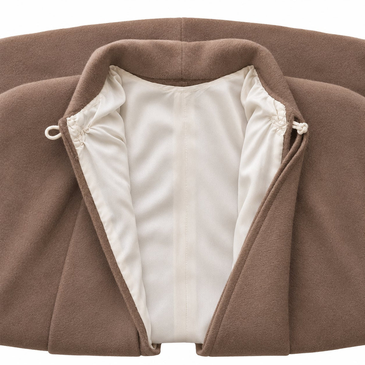 Handmade 100% Wool Cape Coat Taupe Brown