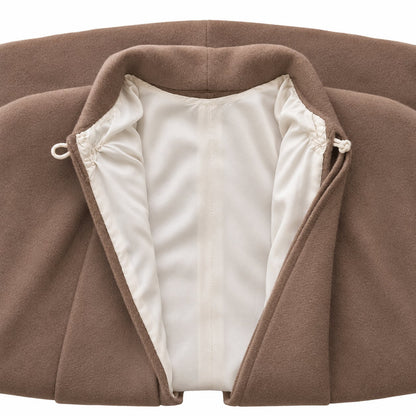 Handmade 100% Wool Cape Coat Taupe Brown