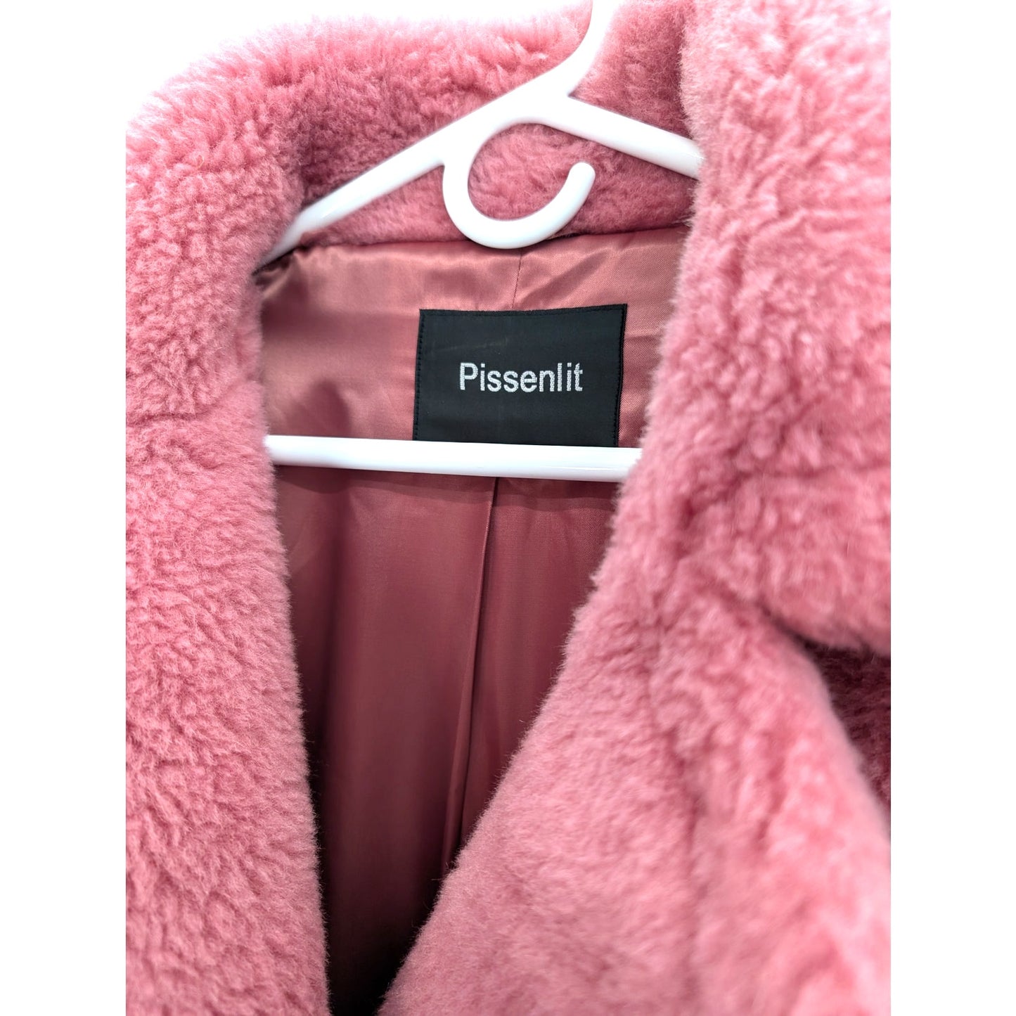 Raspberry Pink Oversized Teddy Coat Organic Wool Full-Length NWT