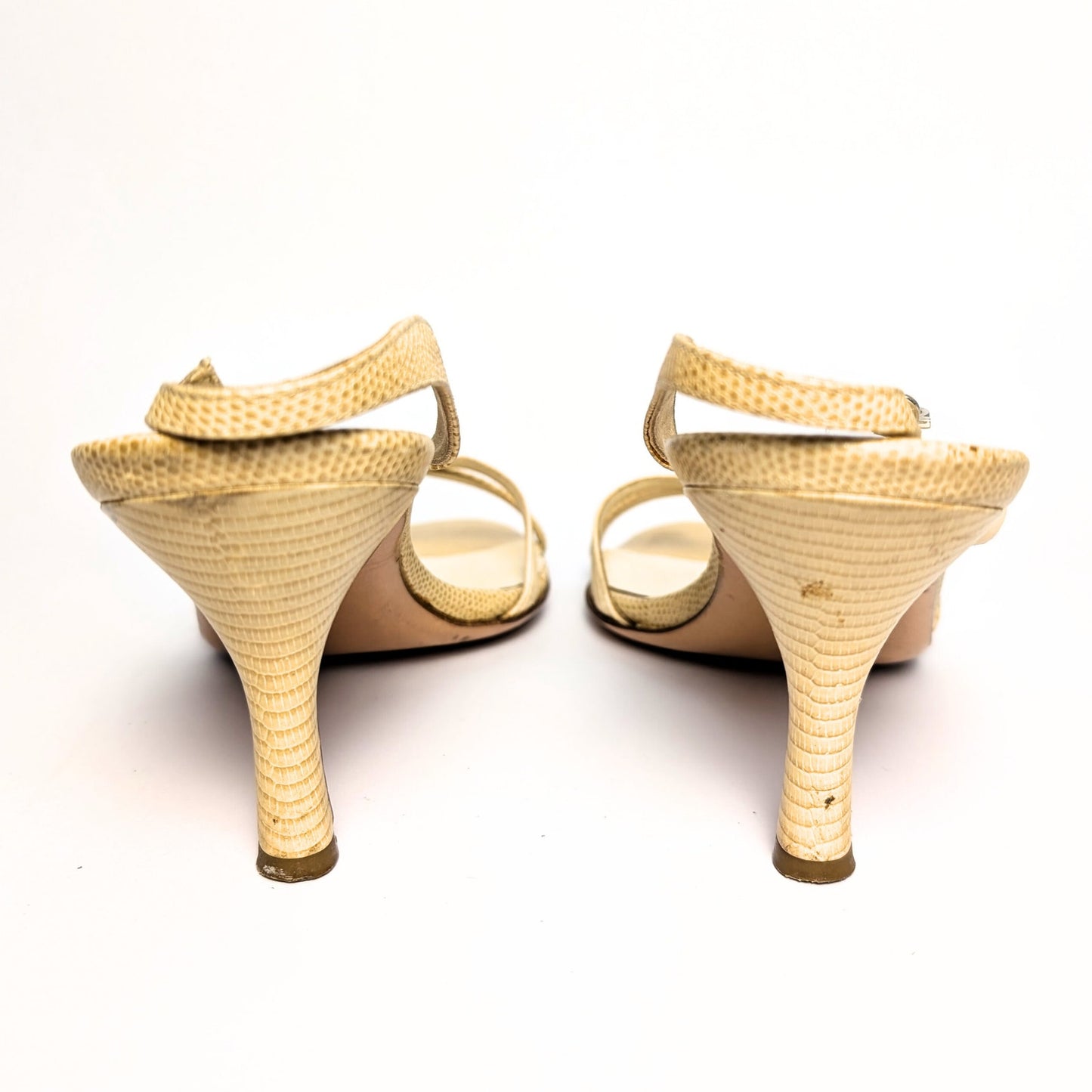 Vintage Salvatore Ferragamo Light Yellow Lizard Sandals
