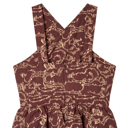100% Cotton Cleobella Burgundy Abstract Print Halter Midi Dress | Tiered Ruffles