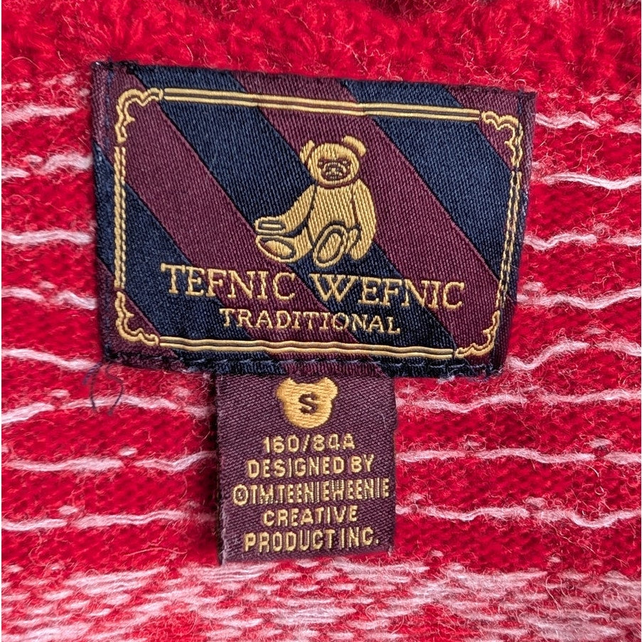 Teenie Weenie Red Fair Isle Snowflake Wool Blend Henley Sweater, Size S