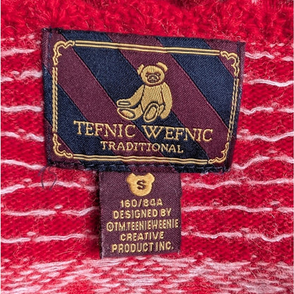 Teenie Weenie Red Fair Isle Snowflake Wool Blend Henley Sweater, Size S