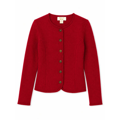 Tally-Ho Red 100% Wool Cardigan Sweater Jacket, Metal Buttons, Size M