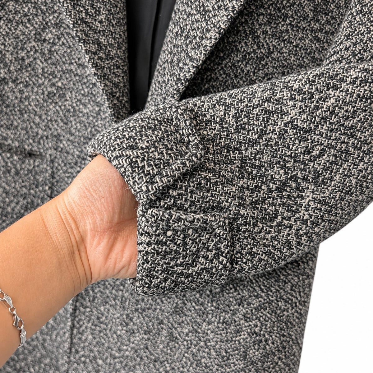 Vintage Cassidy Petite Gray Wool Tweed Long Coat Hand Tailored Made in USA