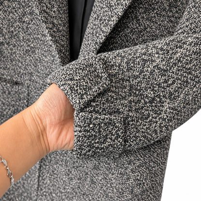Vintage Cassidy Petite Gray Wool Tweed Long Coat Hand Tailored Made in USA
