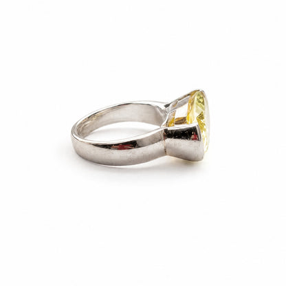 925 Stacking Sterling Silver Man Made Lemon Quartz Rings Set Size 7 & 7.5 Yellow Quartz  Silver Pair