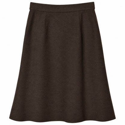100% Wool Vintage Evan-Picone Brown Button Front A-Line Skirt