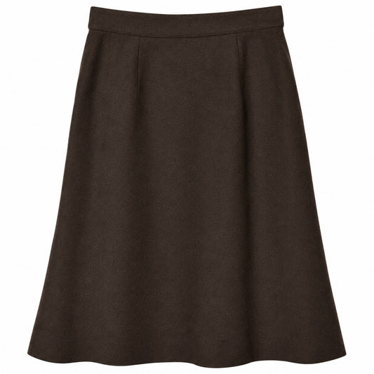 100% Wool Vintage Evan-Picone Brown Button Front A-Line Skirt