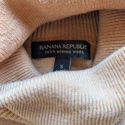 Banana Republic 100% Merino Wool Turtleneck Sweater, Camel, Size S