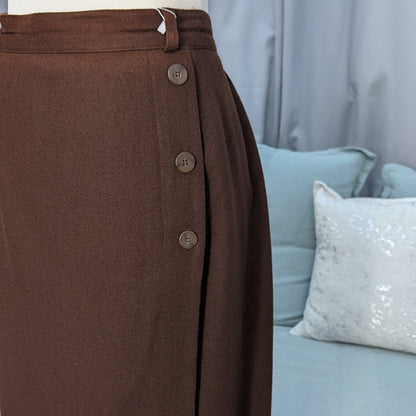 100% Wool Maggie McNaughton Brown Wool Blazer Skirt Suit 18W