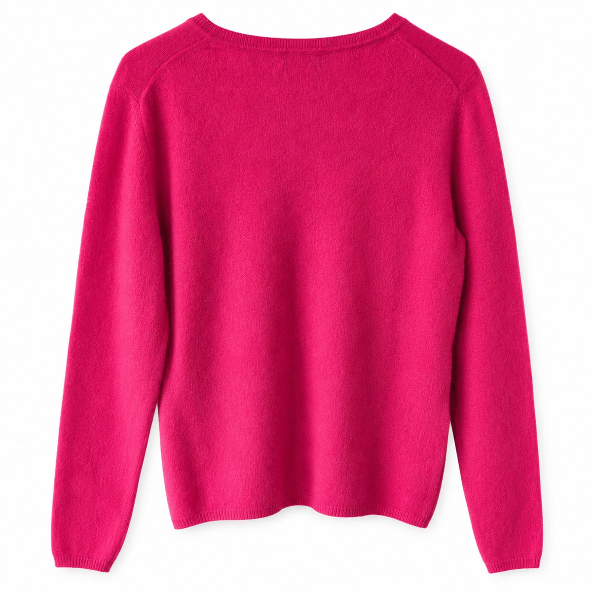 Andre Oliver 100% 2-Ply Pure Cashmere V-Neck Sweater, Fuchsia Pink, Size L