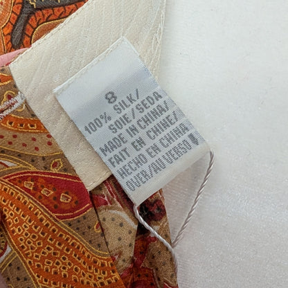 100% Silk Liz Claiborne Collection Cream Paisley Border Print Blouse
