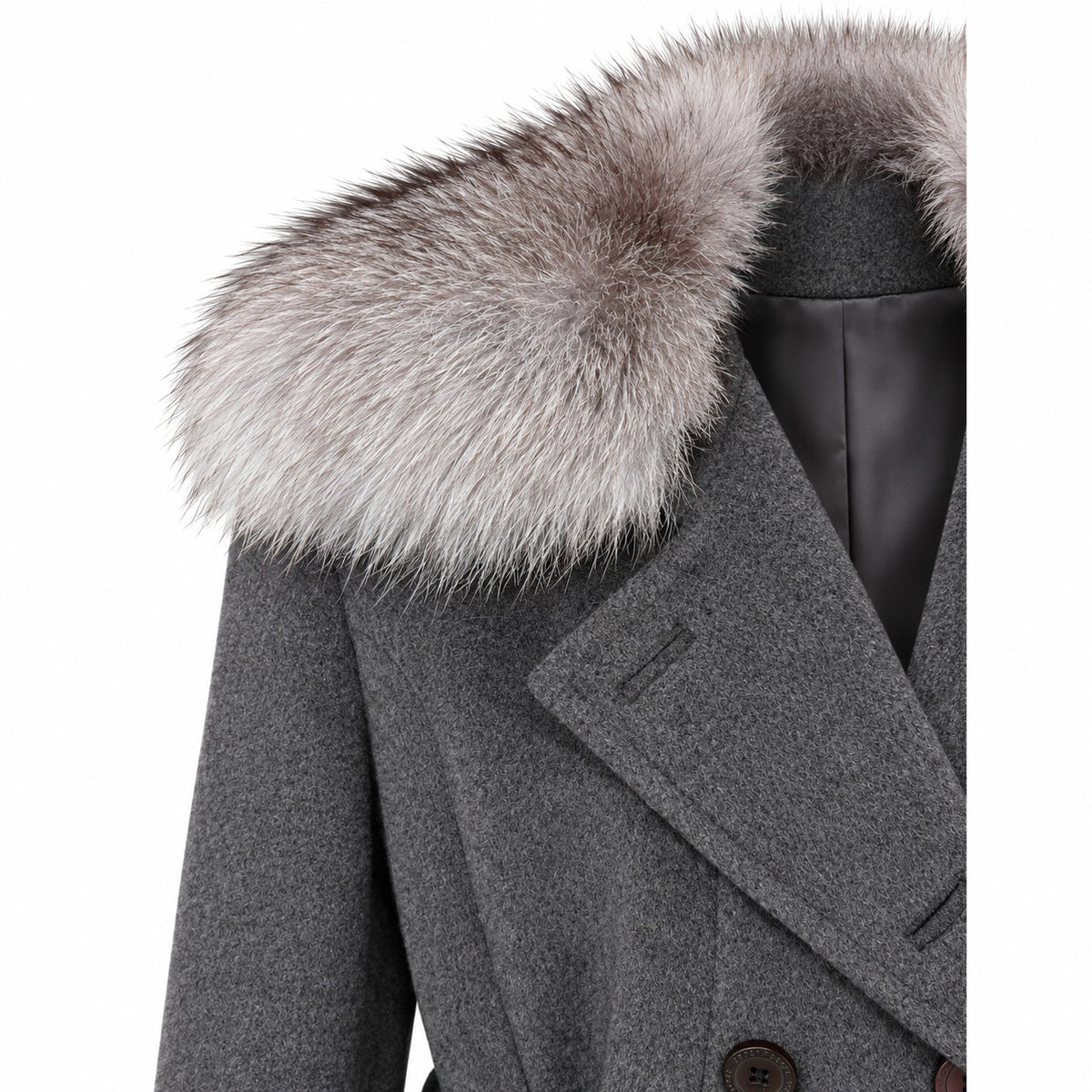 Vintage Oscar de la Renta Wool Cashmere Genuine Fox Fur Jacket US 4