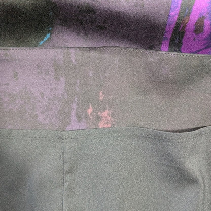 Banana Republic 92% Silk Watercolor Abstract Draped Mini Dress | Black Purple Teal