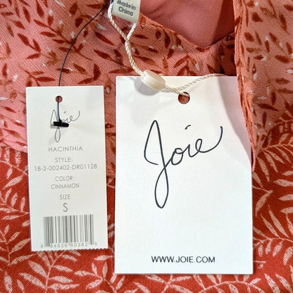 NWT 100% Silk Joie Hacinthia Asymmetric Ruffle Dress Cinnamon