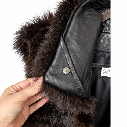 Vintage Andrew Marc Genuine New Zealand Opossum Fur Leather Vest M