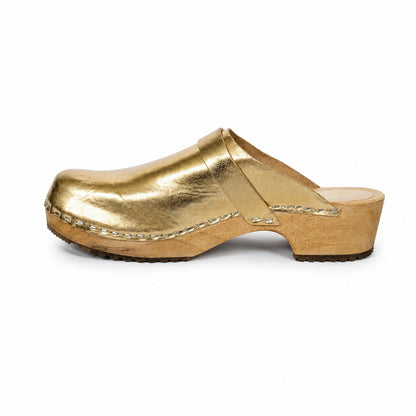 Hoof x Lost & Found Metallic Gold Leather Wooden Platform Clogs EU 40 US 9.5 Rare