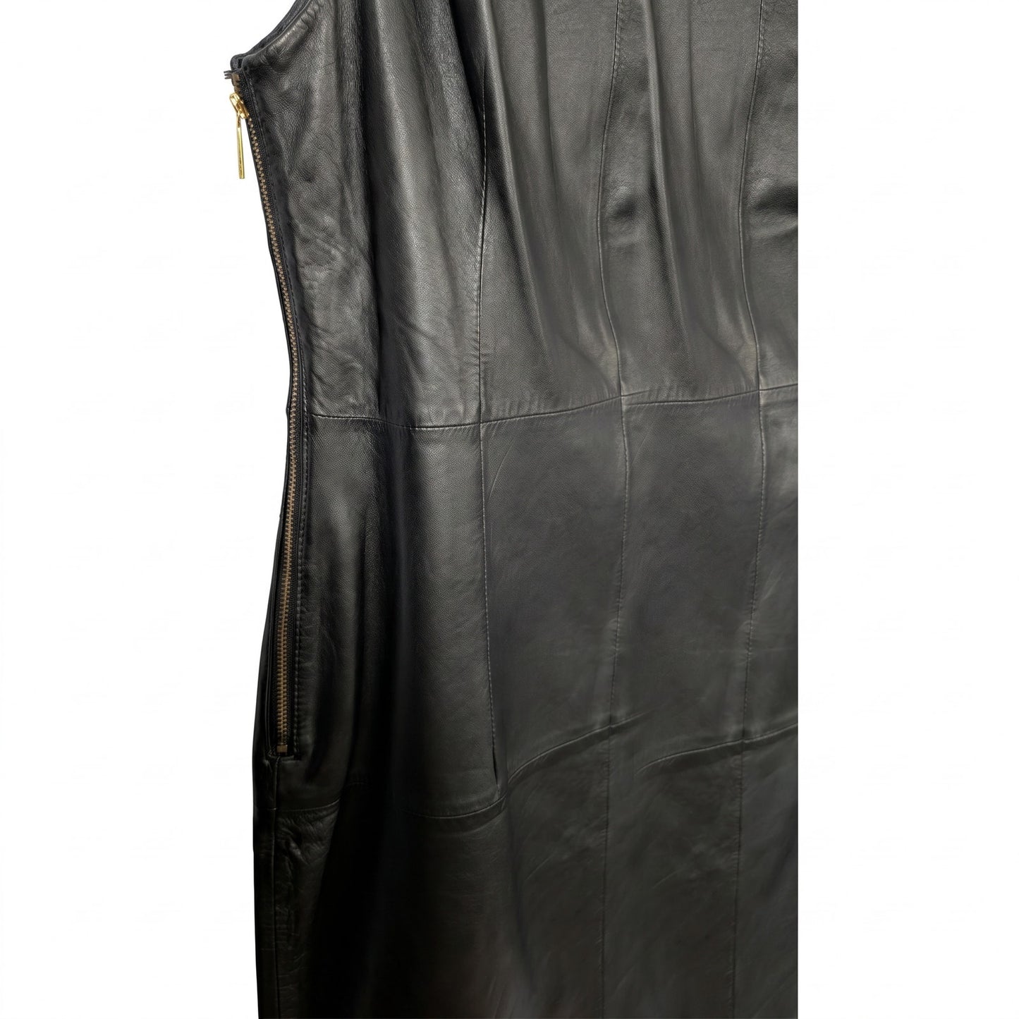 100% Genuine Leather Michael Kors Black One-Shoulder Black Mini Dress