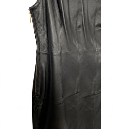 100% Genuine Leather Michael Kors Black One-Shoulder Black Mini Dress