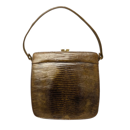 100% Genuine Lizard Skin Vintage Pallizio  Handbag Green Brown Leather Purse with Coin Purse